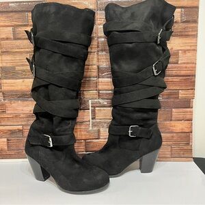 Torrid Black Buckled Zip Closure Heeled Boots 8 M
